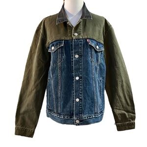 LEVI’S TWO-TONE DENIM JEAN JACKET BLUE GREEN SIZE MEDIUM NEW WITH TAGS UNISEX